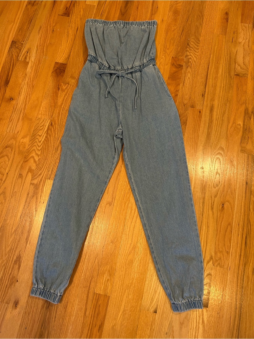 Windsor Denim-Blue Strapless Jumpsuit Romper